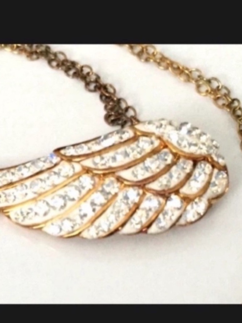 NWT Angel Wing Crystals Gold Wash Sterling Silver Necklace - Picture 4 of 5